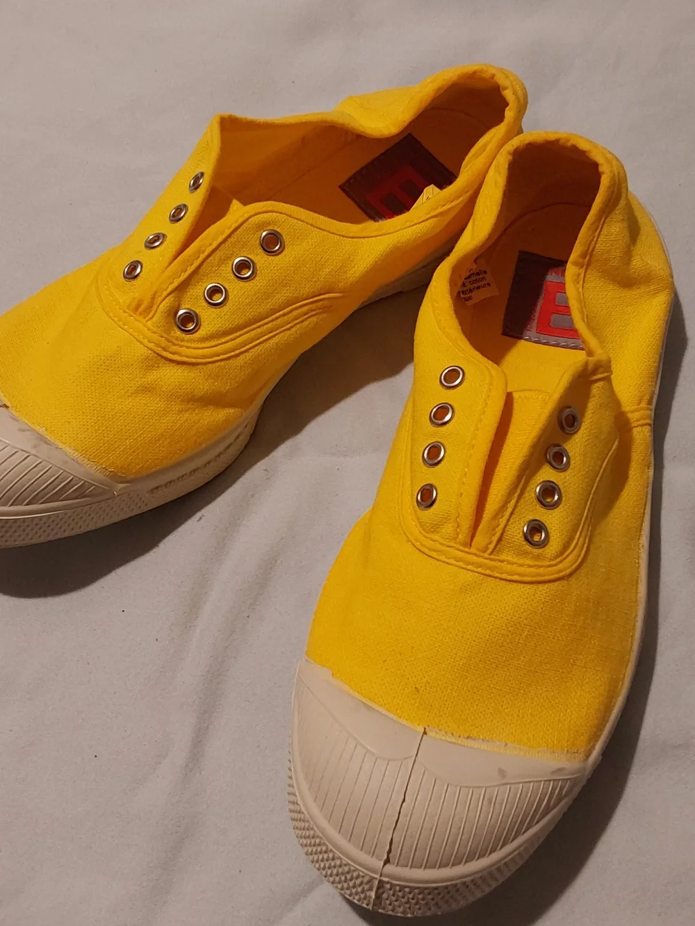 Kids Bright Yellow Slip-On Canvas Sneakers with Cream Toe